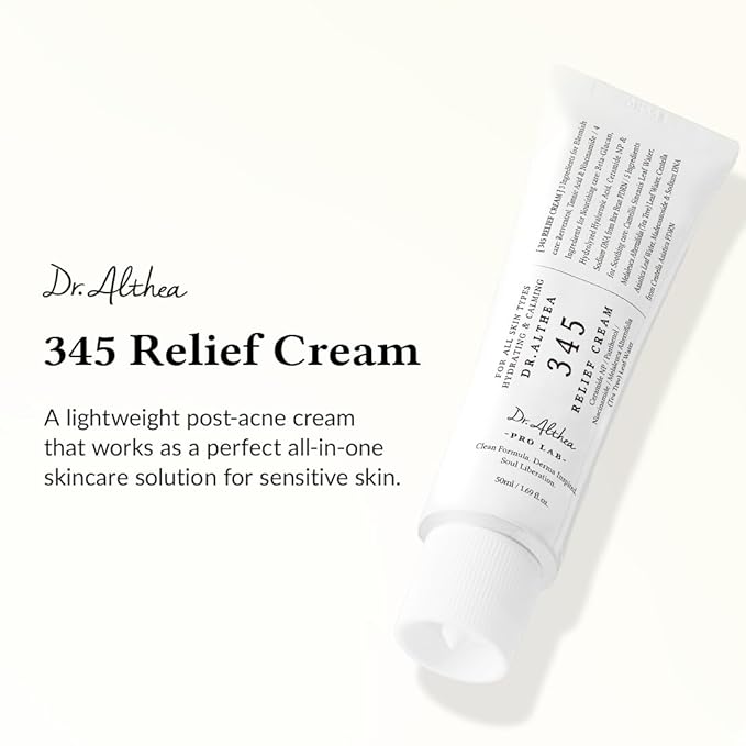 Dr.Althea 345 Relief Cream | Daily Face Moisturizer for Soothing Recovery and Blemish Care with PDRN & Niacinamide | Korean Vegan Skin Care for All Skin Types, 0.50 Fl Oz (Ver.2 - Pack of 1) - Bloomnest
