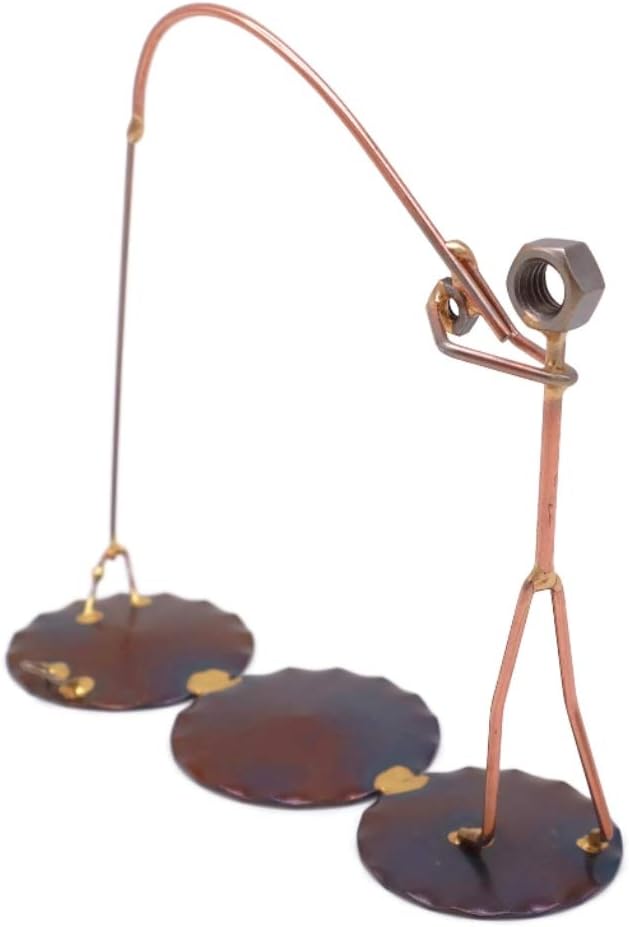 Fisherman with Fish On Collectible Handmade Metal Art Figurine, Desk Accessories, Trophy, Boss Gift, Office Décor, Outdoor Sports, Fishing - Bloomnest