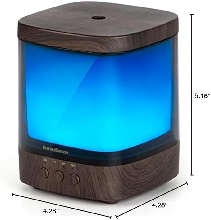 InnoGear Diffusers for Essential Oils, 300ml Oil Diffuser Aromatherapy Diffusers Aroma Ultrasonic Cool Mist Humidifier 4 Timers Color Changing Lights Auto-Off, Brown - Bloomnest