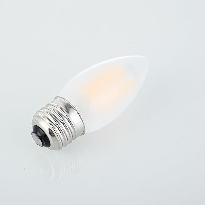 Dimmable 60 Watt Equivalent B11 LED Filament Bulb E26 Candelabra Medium Base 2700K Warm White, Chandelier Decorative Candle Light Bulbs, 6W E26 Frosted Glass LED Edison Bulbs, Pack of 6 - Bloomnest