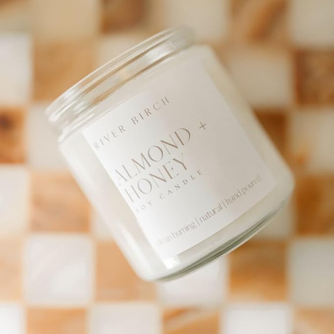 River Birch Candles Almond & Honey Scented Candle | Premium, All-Natural, Non-Toxic, Soy Candles | 16oz 90 Hr Burn Time | Cozy Relaxing Gifts for Home - Bloomnest