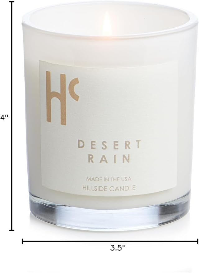 Desert Rain Single Wick Soy Candles, Luxury Scented Candles for Home - Up to 60 Hour Burn Time, Cruelty-Free Soy Wax Blend - Rain Fragrance, Notes of Cardamom & Apple Blossom (9 oz) - Bloomnest