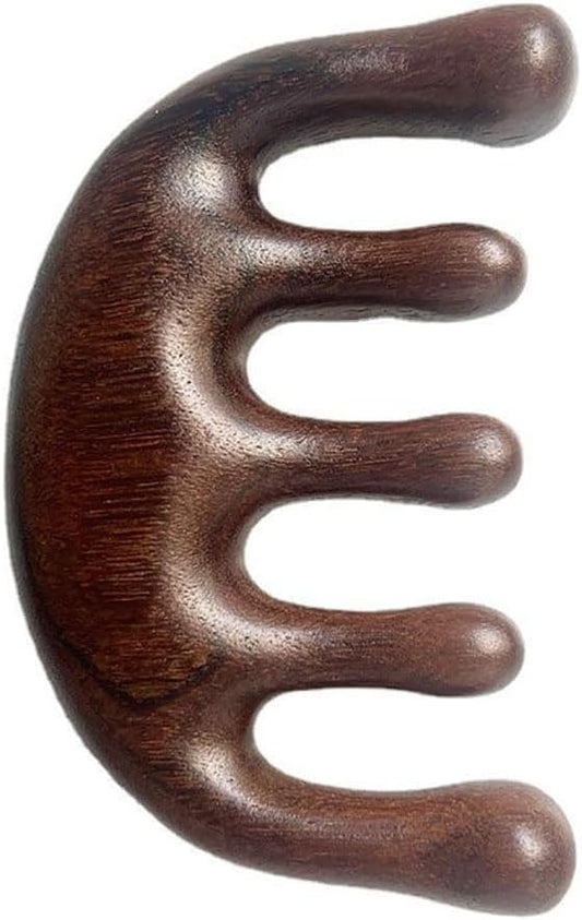 Handmade Scalp Massage Comb - 100% Natural Portable Wide Tooth Scraping Stimulator Wooden Massager - Manual Guasha Tool for Face Head Eye Nose Neck Back - Relaxing Wood Gift for Women Men - Bloomnest