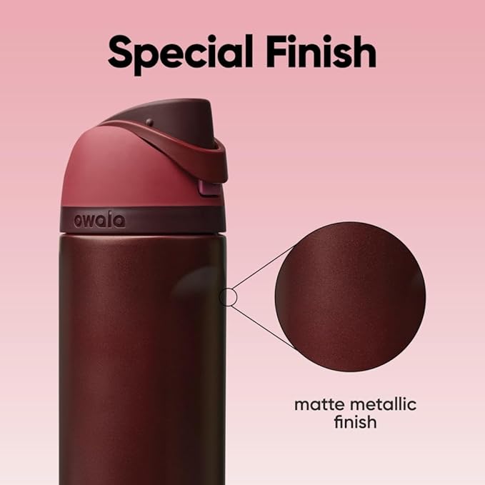 Owala FreeSip Insulated Stainless Steel Water Bottle with Straw, BPA-Free Sports Water Bottle, Great for Travel, 24 Oz, Black Cherry Owala