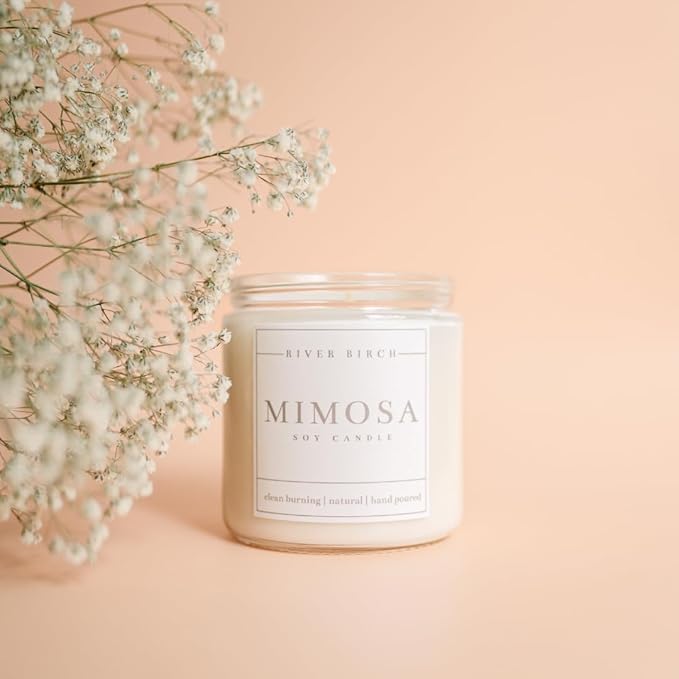 River Birch Candles Mimosa Scented Candle | Premium, All-Natural, Non-Toxic, Soy Candles | 16oz 90 Hr Burn Time | Cozy Relaxing Gifts for Home - Bloomnest
