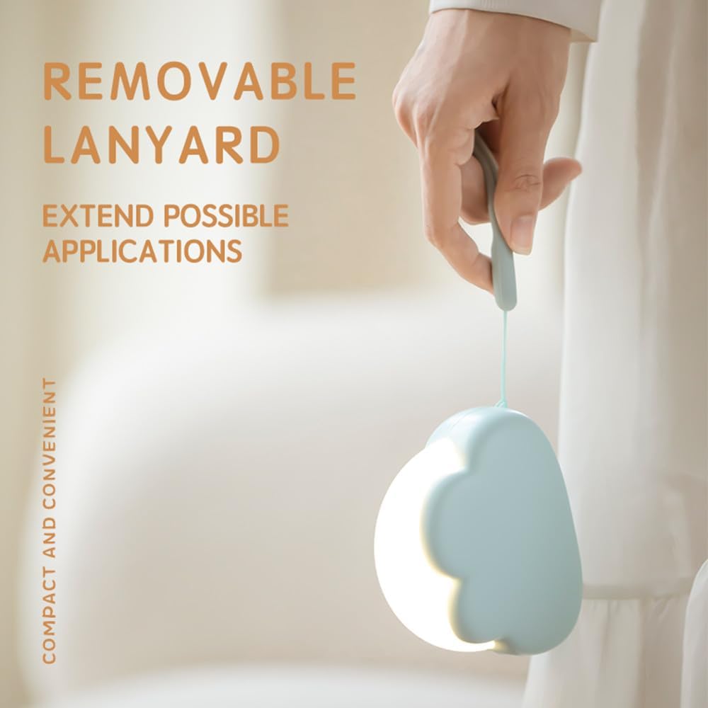 Portable LED Night Light, Cute Cloud Mini Desk Lamp with 4 Working Modes, Rechargeable Kids Night Light for Camping, Bedside Lamp for Bedroom Nightlights [with Wrist Strap] [with USB Cable]