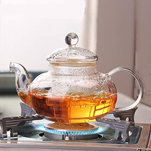 Glass Teapot with Removable Clear Infuser, 27 oz/ 800 ml Stove Top & Microwave Safe Borosilicate Glass Kettle with Loose Leaf Tea Strainer For Flower Blooming Tea - Bloomnest