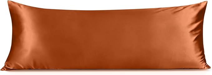 INFIIXSO Body Pillow Cover with Zipper, Luxury Mulberry Silk Body Pillow Case 20x54 Inches, Ultra Smooth and Soft Cooling Long Pillowcase, Gift for Women, Men(Orange) - Bloomnest