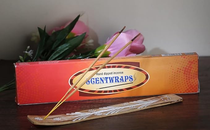 Hem Incense Sticks Variety Pack Set of 5 Packs (12 Stick x 5 Pack,60 Sticks), Hem Scentwrap 11 inches Natural Hand Dipped Insenses with Raajsee Incense Holder Bundle, Free from Chemicals Non Toxic