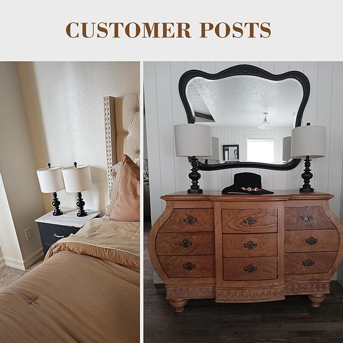 BOBOMOMO 20" Table Lamp Set of 2 for Bedroom Living Room Vintage Rustic Traditional Nightstand Bedside Lamps（Suitable for Decorating Small Areas） - Bloomnest