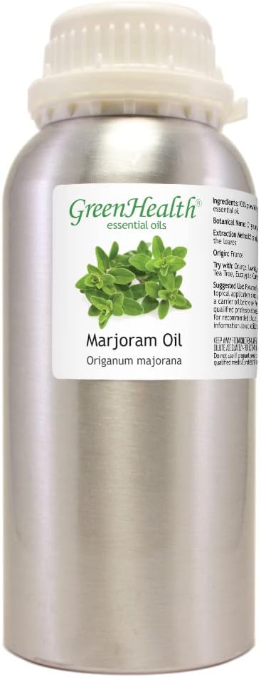Marjoram Essential Oil – 16 fl oz (473 ml) Aluminum Bottle w/Plug Cap – 100% Pure Essential Oil – GreenHealth - Bloomnest
