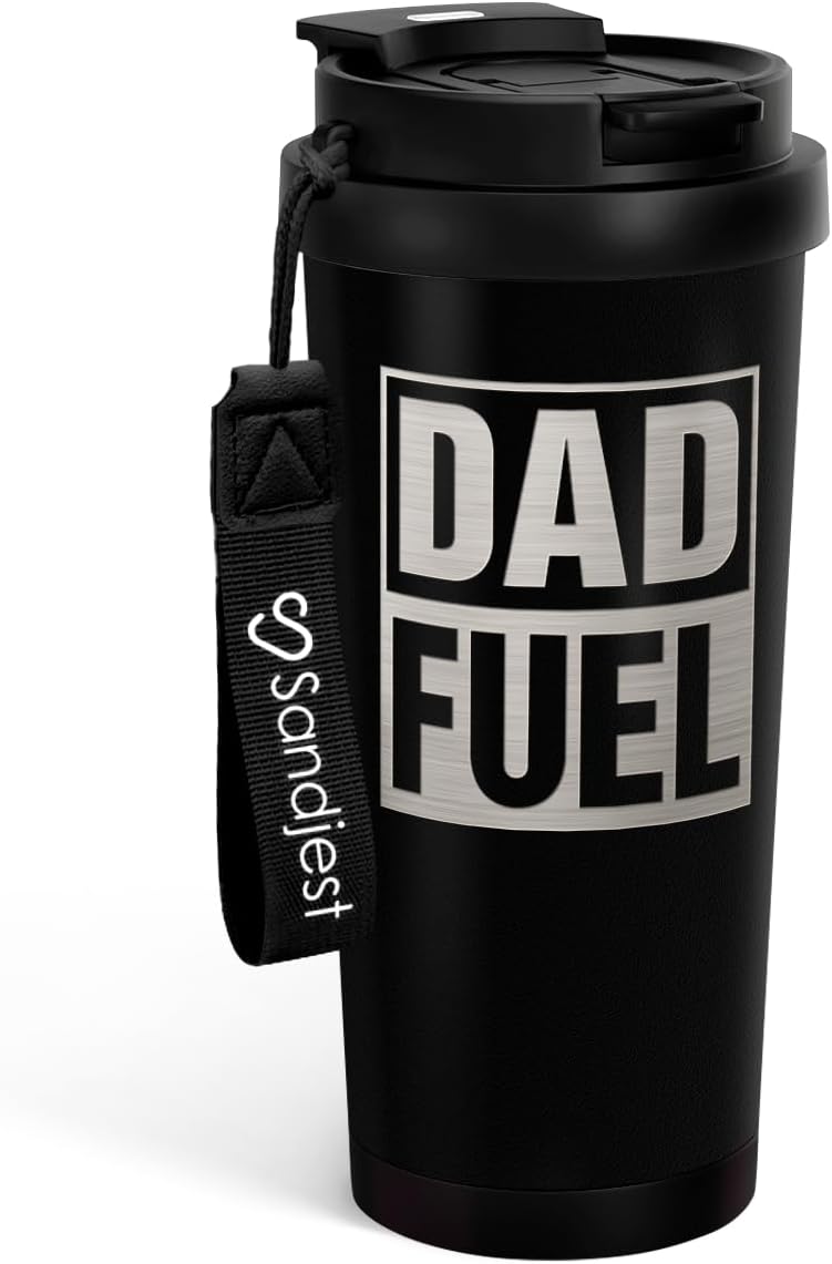 Dad Fuel Tumbler from Daughter Son - Stainless Steel 2-in-1 Lid Coffee Tumbler 18 oz, Insulated Travel Mug Gift for Men Husband, Birthday Christmas Father's Day