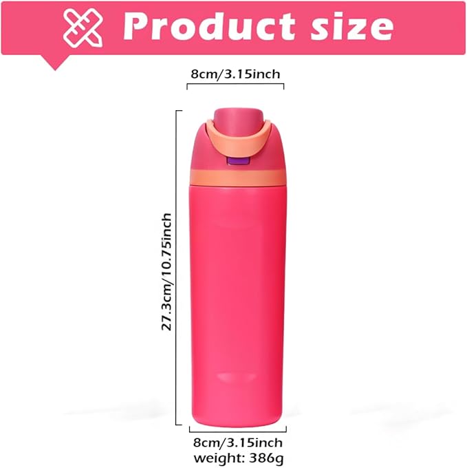DUTHINGS Insulated Stainless Steel Water Bottle with Straw, 24 oz, Reusable Sports and Travel Bottle for School, Kids, and Outdoors - Leakproof and BPA-Free (FUCHSIA) Bloomnest