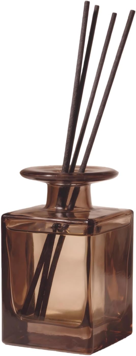 150ML/5OZ Square Amber Glass Diffuser Bottles Empty Refillable Vintage Diffuser Jars Decorative Aromatherapy Containers for Home Office Bloomnest