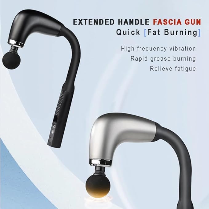 Massage Gun with Upgraded Extension Handle, Back Massager for Pain Relief Deep Tissue, Muscles/Neck/Shoulders/Waist/Legs Massager with 4 Massage Heads & 6 Speed Levels & 3 Massage Modes (Black) - Bloomnest