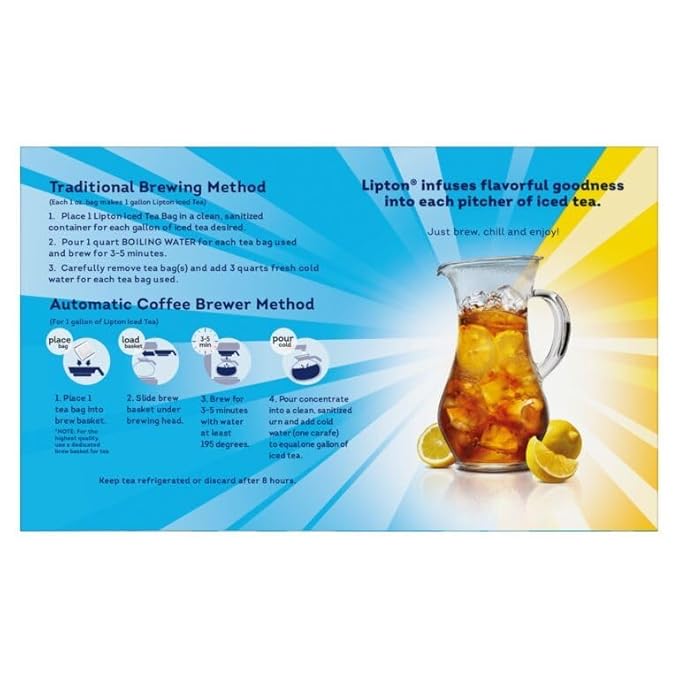 Lipton Unsweetened Iced Tea Bags, Gallon-Sized Zero Calories, 24 Total Tea Bags - Bloomnest