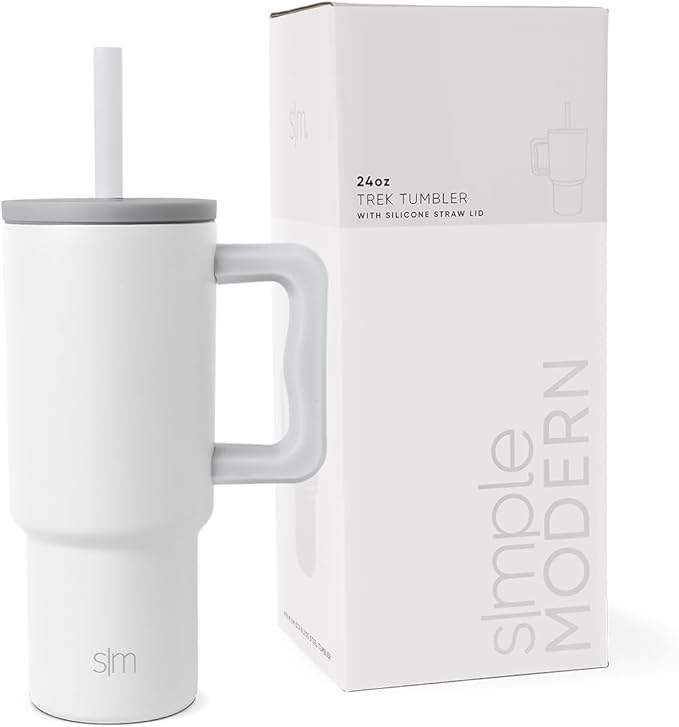 Simple Modern Kids 24 oz Tumbler with Handle and Silicone Straw Lid | Spill Proof and Leak Resistant | Reusable Stainless Steel Bottle | Gift for Kids Boys Girls | Trek Collection | Cool Gray Mix - Bloomnest