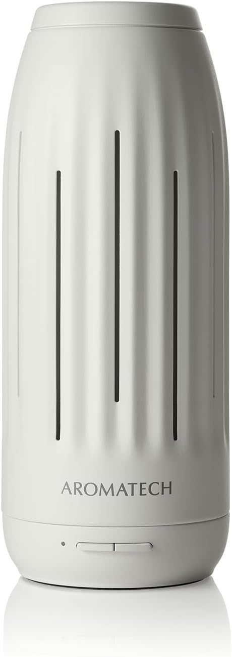 AromaTech Ambience Mini Scent Diffuser for Essential Oil Blends & Fragrances – Waterless Scent Machine w/Bluetooth for Smaller Spaces, Bathroom, Office, More - 600 Sq Ft – White Stone Acrylic - Bloomnest
