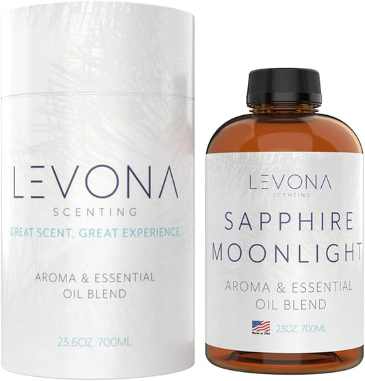 LEVONA Scent 100% Pure Essential Oils for Diffusers and Humidifier, 700ml Aromatherapy Scented Oils Perfect for Sleep, Relaxation and Stress Relief, Made in USA (Sapphire-Moonlight, 700ml) LEVONASCENT
