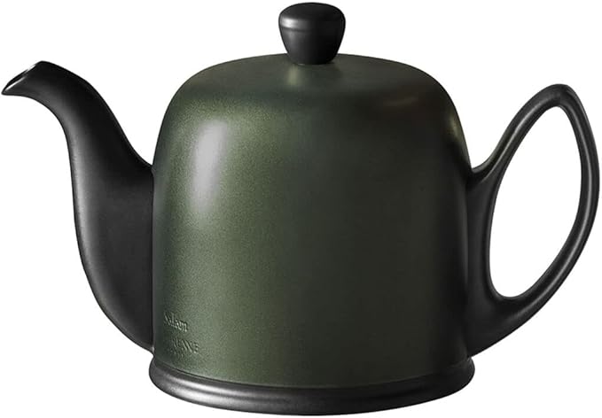 Degrenne Salam Luxury French Tea Pot - Porcelain Teapot with Emerald Aluminum Cover, Ceramic Tea Kettle for Loose Tea, Removable Infuser, 4 Cup Capacity, 24oz - Emerald - Bloomnest