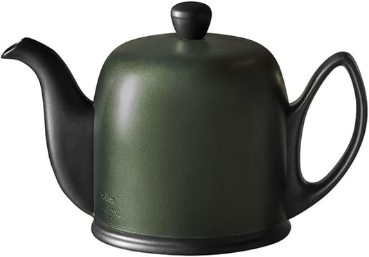 Degrenne Salam Luxury French Tea Pot - Porcelain Teapot with Emerald Aluminum Cover, Ceramic Tea Kettle for Loose Tea, Removable Infuser, 4 Cup Capacity, 24oz - Emerald - Bloomnest