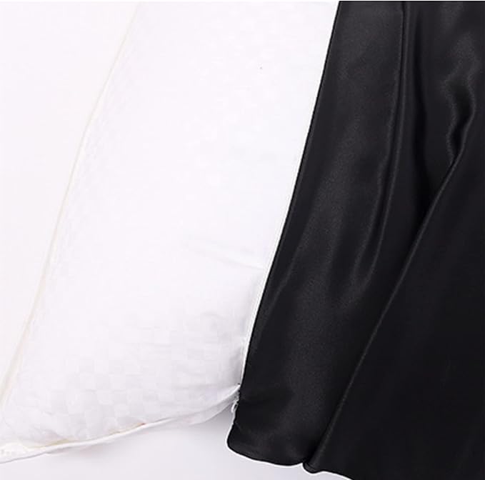 Black Silk Pillowcase with Natural Dye Made in USA, Oeko-TEX Certified Real 22 Momme King Silk Pillow Cases with Zipper for Beauty Sleep, Anti Aging, 1 Pack 20"x36" (King, Black) - Bloomnest