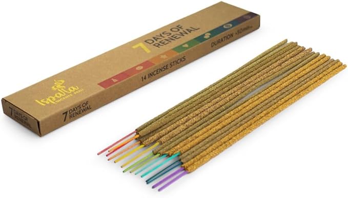 ISPALLA® 7 Day Renewal Incense Sticks, Pack of 14, with Palo Santo, Handmade in Peru, 100% Natural & Vegan Bloomnest