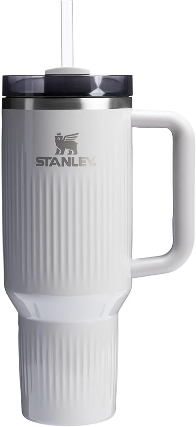 STANLEY Quencher H2.0 Tumbler with Handle and Straw 40 oz | Flowstate 3-Position Lid | Cup Holder Compatible for Travel | Insulated Stainless Steel Cup | BPA-Free | Fluted Ash Gloss Stanley