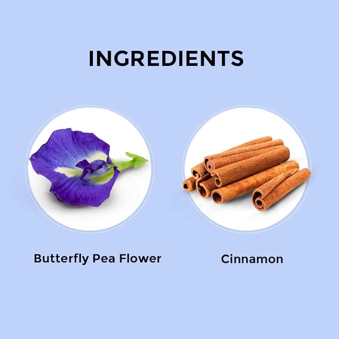 BLUE TEA - Butterfly Pea Flower Tea - Cinnamon - 30 Count - Pyramid Plant Based Tea Bag | Gokarna | ANTIOXIDANT RICH | Herbal Tea - Caffeine Free - Flower Based - Vegan - Non-Bitter | Tin Pack - Bloomnest