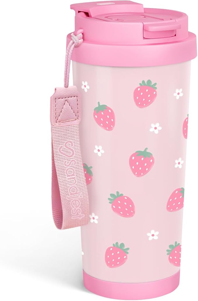 Strawberry Tumbler - Stainless Steel 2-in-1 Lid Coffee Tumbler 18 oz, Insulated Travel Mug Gift for Women Girls Teen Mother, Birthday Christmas - Bloomnest
