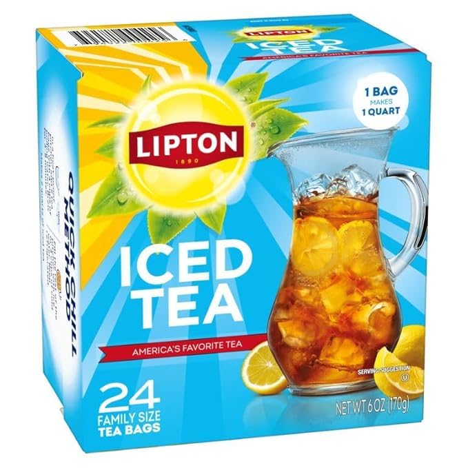 Lipton Unsweetened Iced Tea Bags, Family Size Zero Calories, 144 Total Tea Bags (24ct - Pack of 6) - Bloomnest