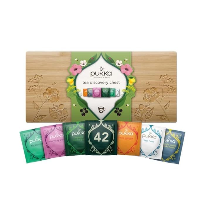 Pukka Limited Edition Discovery Chest, Premium Selection of Infused Organic Teas, Comes in Gift Ready Bamboo Box, Exquisite Herbal Teabag Assortment, Ideal for Tea & Infusion Lovers, 42 Assorted Bags - Bloomnest