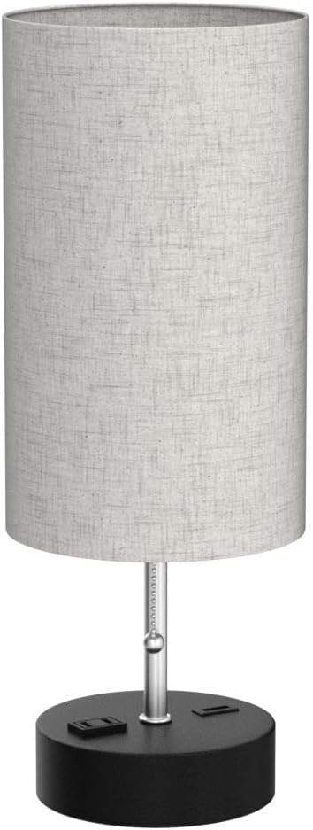 ROTTOGOON 3-Color Temperature Bedside Lamp Nightstand Lamp with USB A Port and C Port, Table Lamp for Bedroom with LED Bulb Small Lamps for Living Room (Otmeal) - Bloomnest