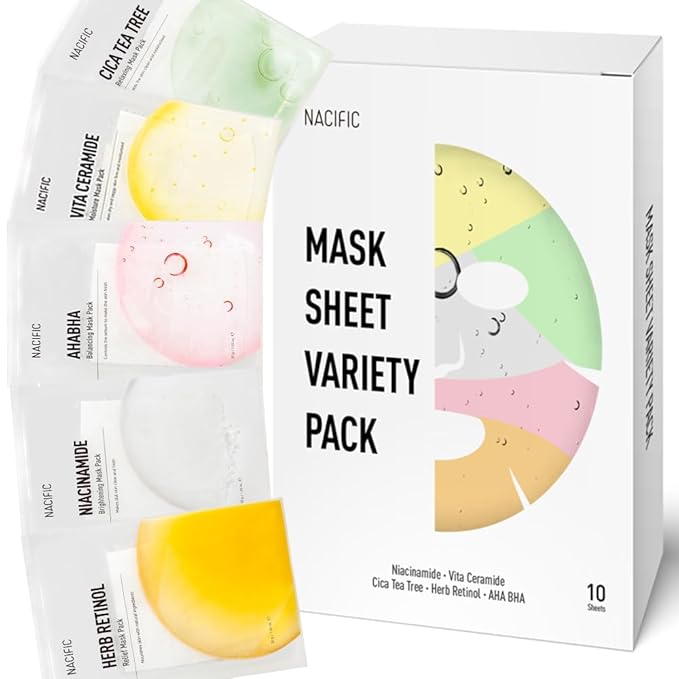 KOSBEAUTY NACIFIC Face Masks Skincare Korean – Premium 10-Sheet Variety Pack for Ultimate Skin Nourishment – Hyaluronic Acid, Ceramide & Vitamin-Infused for All Skin Types - Bloomnest