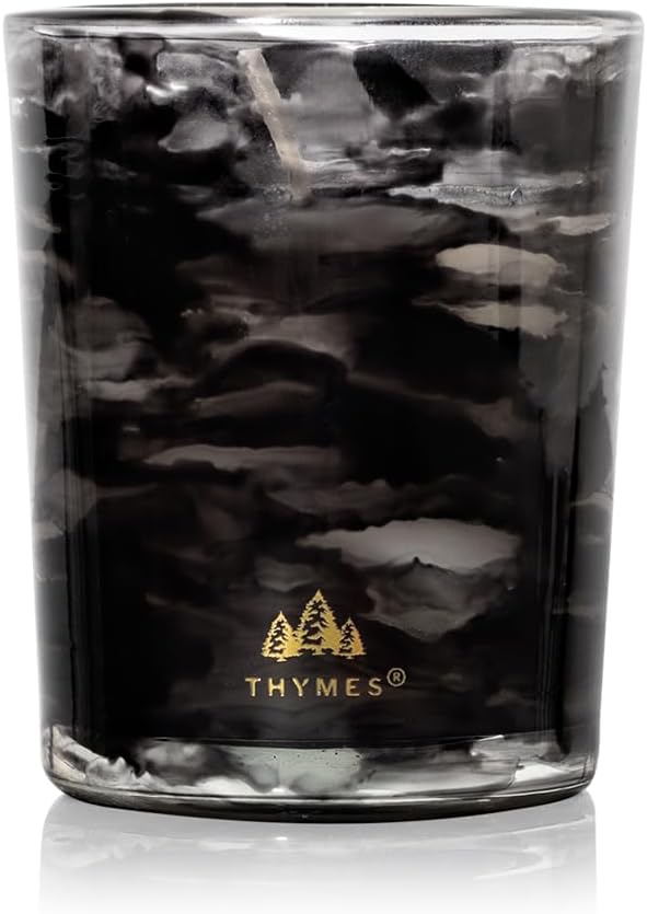 Thymes Noir Woods Scented Candles for Home Decor – Notes of Fresh Evergreen, Smoky Wood & Golden Amber – Luxury Home Fragrance Gifts for Women & Men – Burns Up to 20 Hrs (Votive Candle, 2 oz) - Bloomnest
