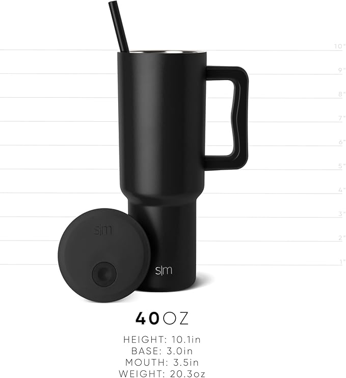 Simple Modern 40 oz Trek Tumbler with Handle and Straw Lid | Cup Holder Friendly Insulated Stainless Steel Travel Mug | Saffron SimpleModern