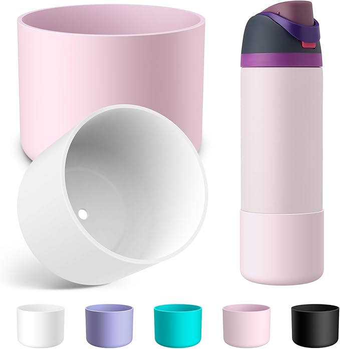 2PCS Silicone Water Bottle Boot for Owala 24oz 32oz 40oz, Anti-Slip Protective Sleeve Bottom Bumper Protector for FreeSip, Twist, and Flip Stainless Steel Water Bottles Alwenid
