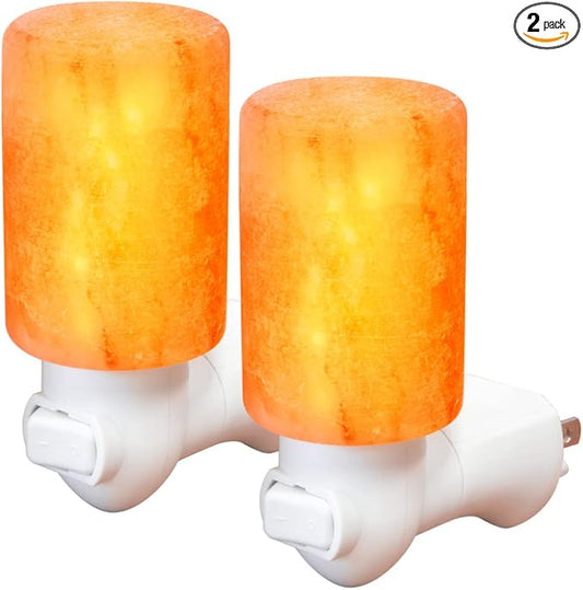 AULTRA Salt Lamp Night Light with Himalayan Natural Crystal Salt Color Lights - UL Listed Plug for Lighting Bedrooms Or Bathrooms (2-Pack) - Bloomnest