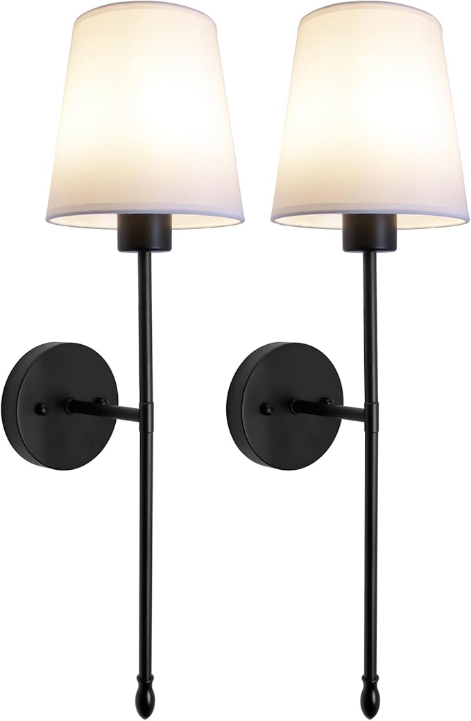 Battery Operated Wall Sconce Set of 2, 15 Colors Rechargeable Wall Lights with Dimmable Bulbs and Remote, Black Wireless Wall Lamp for Living Room Hallway Bedroom - Bloomnest