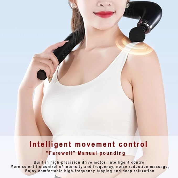 Massage Gun with Upgraded Extension Handle, Back Massager for Pain Relief Deep Tissue, Muscles/Neck/Shoulders/Waist/Legs Massager with 4 Massage Heads & 6 Speed Levels & 3 Massage Modes (Green) - Bloomnest