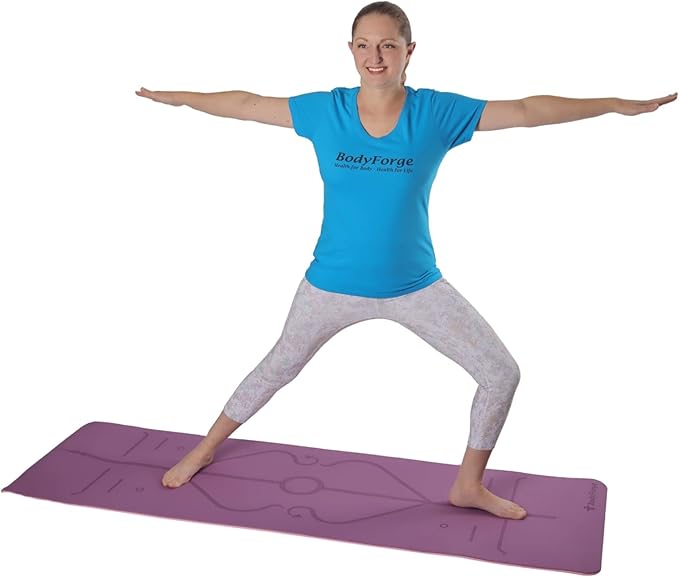 BodyForge Yoga Mat Thick Exercise Mat Thick 8mm TPE Eco-Friendly with Alignment Marks Non-Slip Extra Thick High-Density for Women and Men Workout Pilates