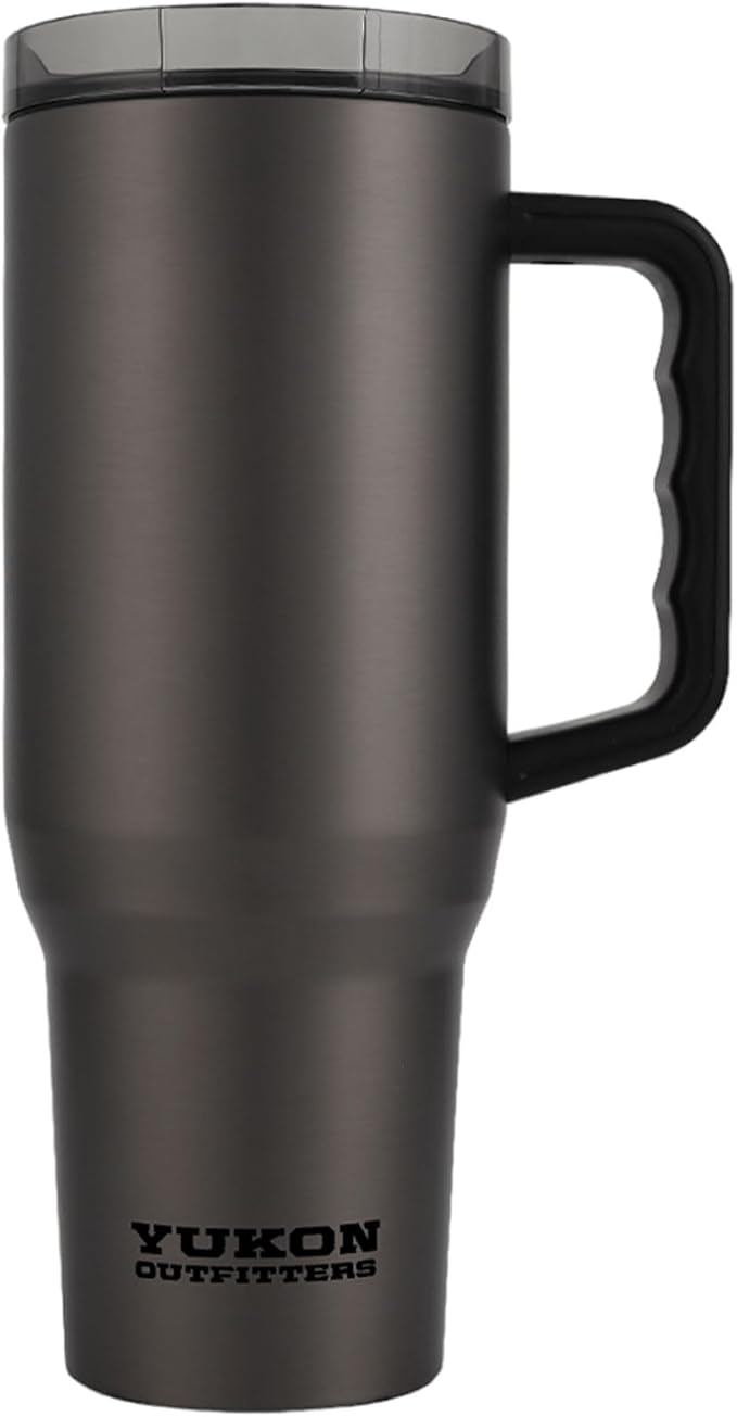 Yukon Outfitters Fit Forty 40oz Double Wall Vacuum Insulated Stainless Steel Tumbler with Reusable Straw & Ergonomic Handle | For Hot or Cold Beverage, Titanium - Bloomnest