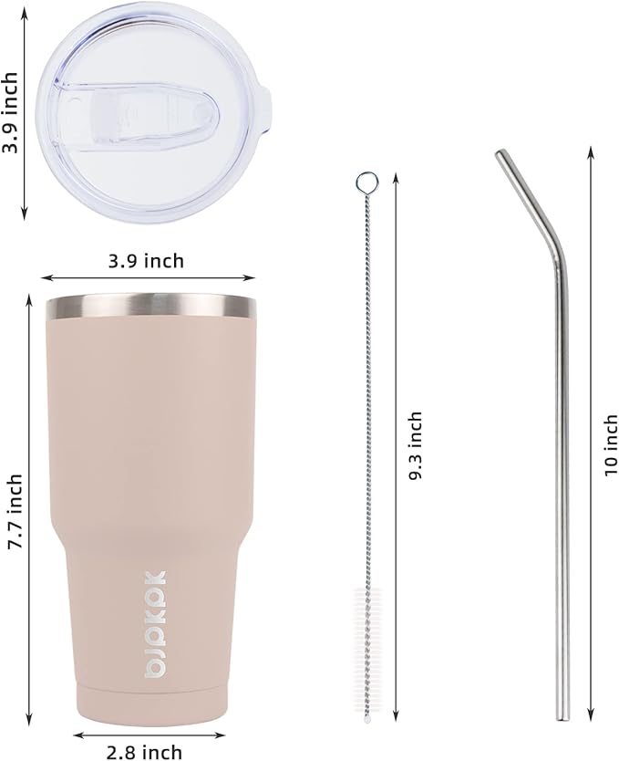 BJPKPK 30 oz Tumbler Cups With Lid And Straw Stainless Steel Double Wall Vacuum Insulated Tumblers For Women and Men Apricot - Bloomnest