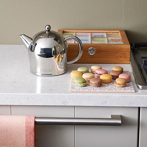 bredemeijer Santhee Double Walled Teapot, 1.0-Liter Stainless Steel Glossy Finish with Glossy Accents
