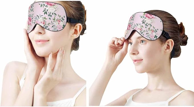 Flower Sleep Eye Mask Beautiful Floral Leaves Men Women Sleep Mask with Adjustable Strap Eye Cover Eye Shade for Travel, Nap,Meditation - Bloomnest