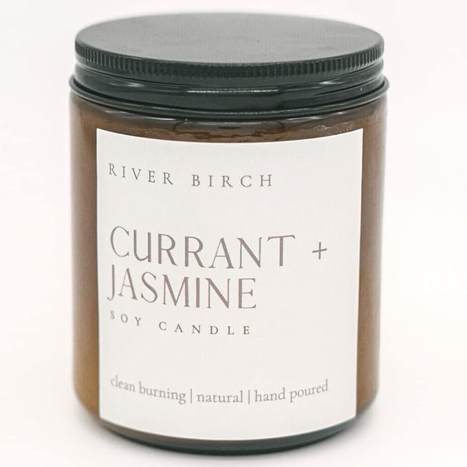 River Birch Candles Currant + Jasmine Scented Candle | Premium, All-Natural, Non-Toxic, Soy Candles | 8.5oz 40 Hr Burn Time | Cozy Relaxing Gifts for Home - Bloomnest