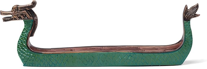 Comeon Retro Incense Burners Traditional Chinese Design Dragon Boat Incense Stick Holder Burner Hand Carved Carving Censer Ornaments (Green) - Bloomnest