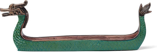 Comeon Retro Incense Burners Traditional Chinese Design Dragon Boat Incense Stick Holder Burner Hand Carved Carving Censer Ornaments (Green) - Bloomnest