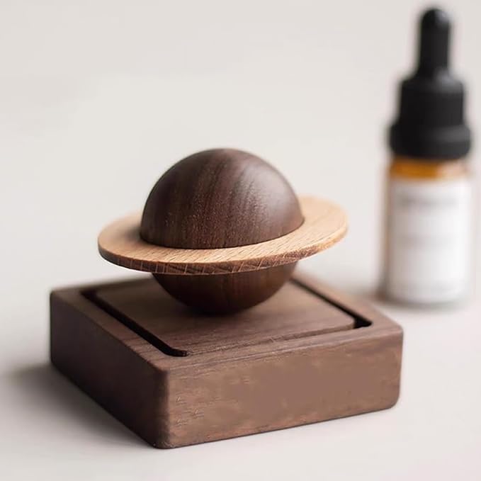 Wood Essential Oil Diffuser,Planet Walnut Aroma Therapy,Passive Diffuser for Desk Table Home Office Car Wardrobe Yoga Hall and SPA, Thoughtful Gifts for Yoga Meditation - Bloomnest