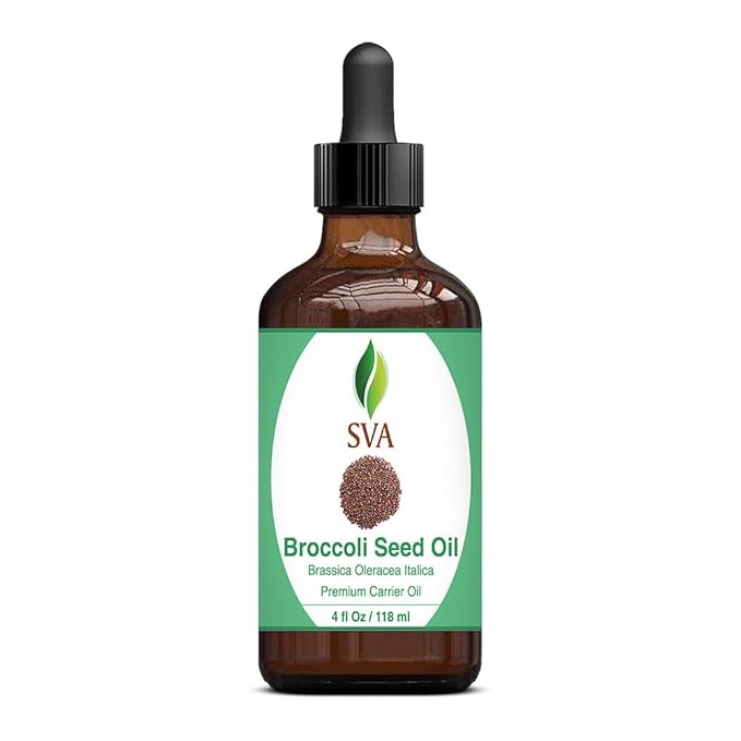 SVA Broccoli Seed Oil - 4 Fl Oz – 100% Natural Cold Pressed Broccoli Oil - for Face, Skin Care, Hair Care, Scalp Massage & Body Massage – Carrier Oil with Dropper - Bloomnest